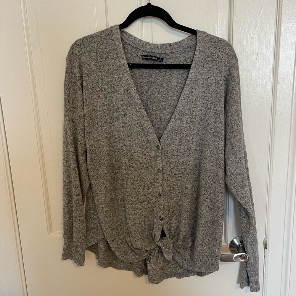 Abercrombie gray tie up button down top